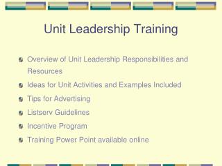 Unit Leadership Training