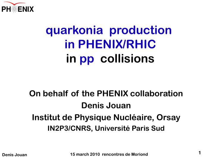 quarkonia production in phenix rhic in pp collisions