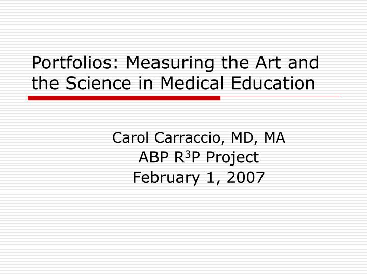 portfolios measuring the art and the science in medical education