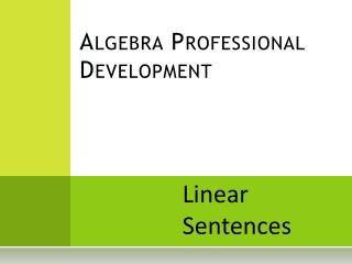 Algebra Professional Development