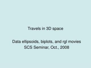 Travels in 3D space
