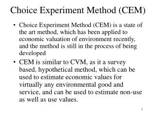 Choice Experiment Method (CEM)