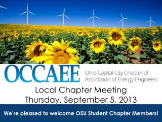 Local Chapter Meeting Thursday, September 5, 2013