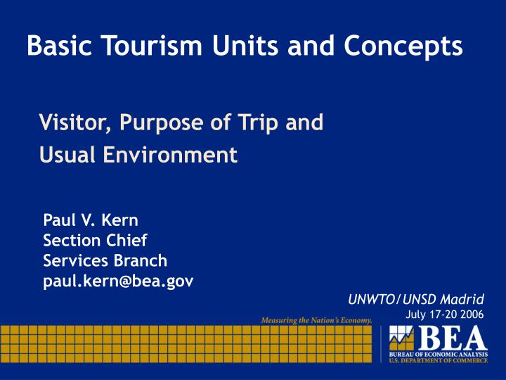 basic tourism units and concepts