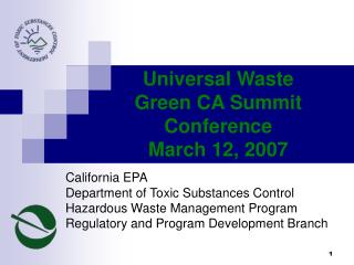 California EPA Department of Toxic Substances Control Hazardous Waste Management Program