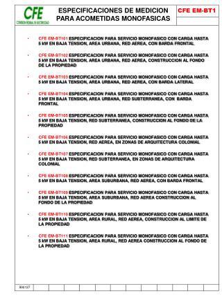 ESPECIFICACIONES DE MEDICION PARA ACOMETIDAS MONOFASICAS