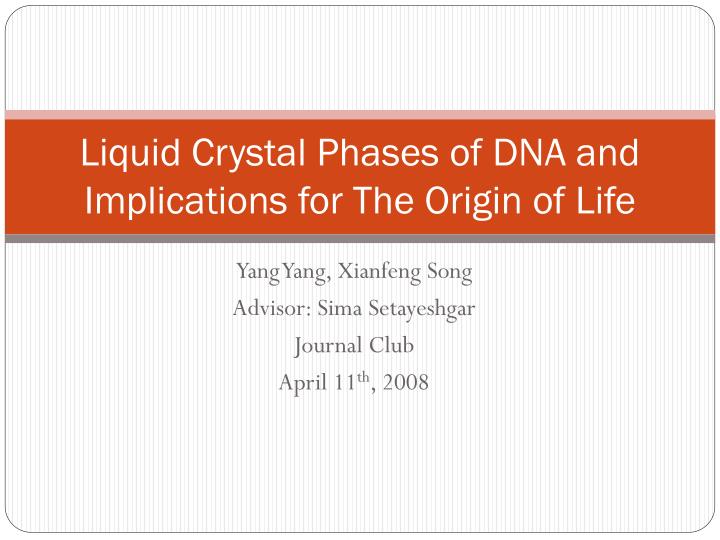 liquid crystal phases of dna and implications for the origin of life