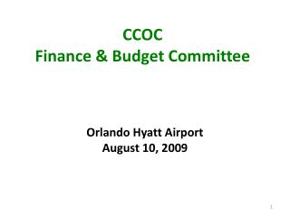 CCOC Finance &amp; Budget Committee