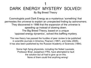 1 DARK ENERGY MYSTERY SOLVED! By Big Breed Theory