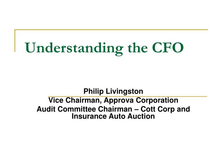 understanding the cfo