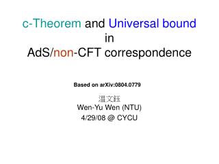 c-Theorem and Universal bound in AdS/ non -CFT correspondence