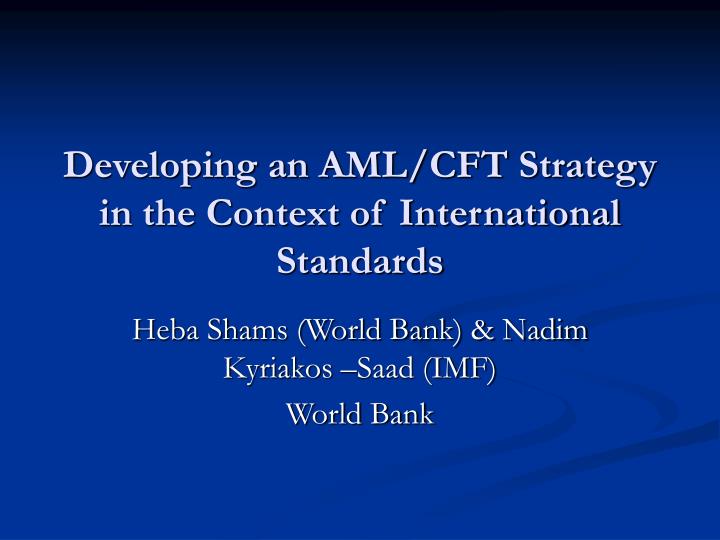 developing an aml cft strategy in the context of international standards