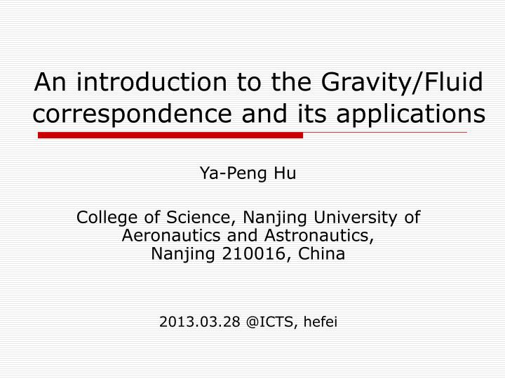 an introduction to the gravity fluid correspondence and its applications