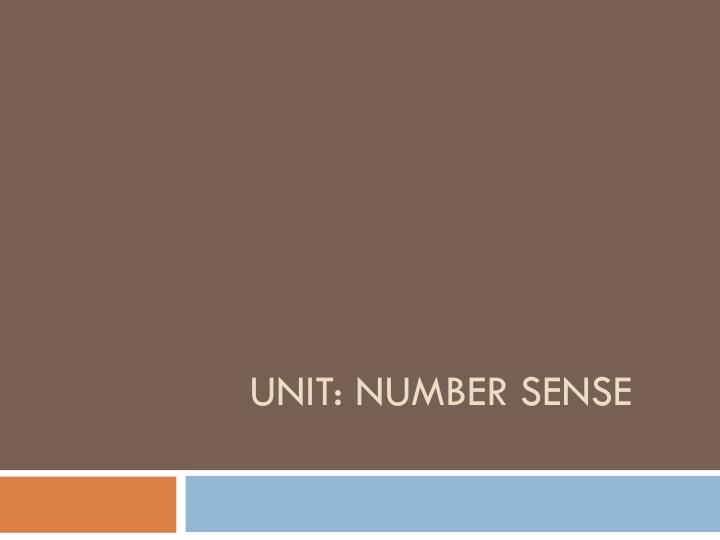 unit number sense