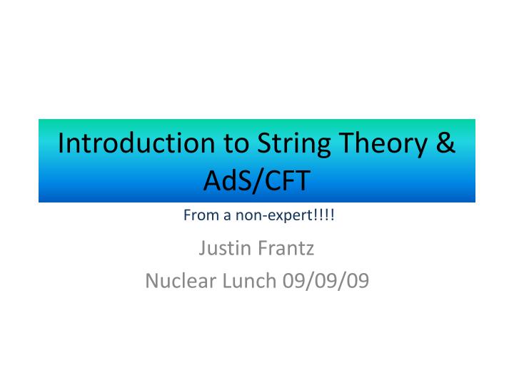 introduction to string theory ads cft