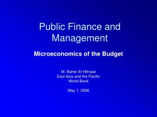 Public Finance and Management