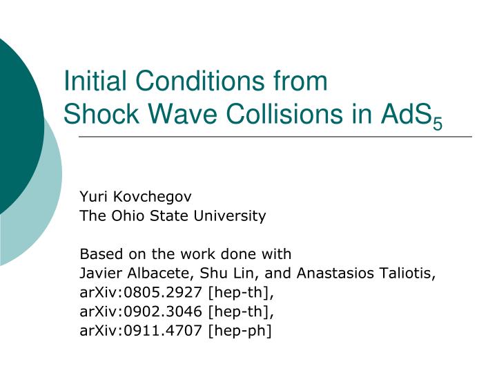 initial conditions from shock wave collisions in ads 5