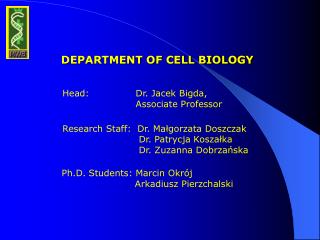 DEPARTMENT OF CELL BIOLOGY