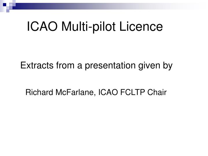 icao multi pilot licence