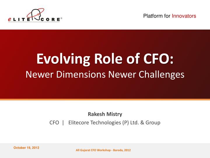 evolving role of cfo newer dimensions newer challenges