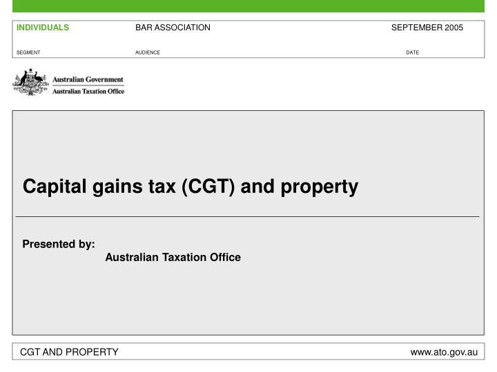 capital gains tax cgt and property