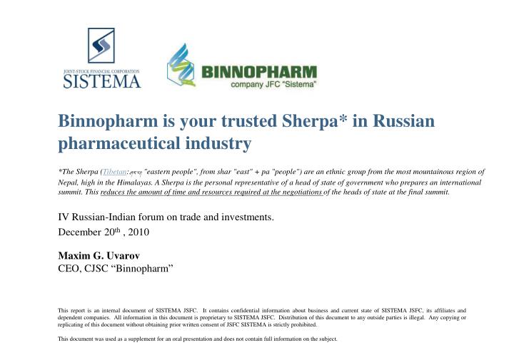 binnopharm is your trusted sherpa in russian pharmaceutical industry
