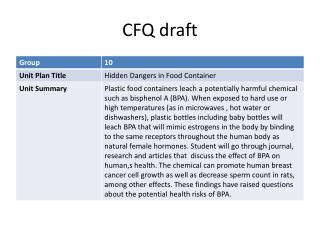 CFQ draft