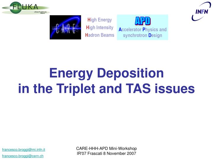 energy deposition in the triplet and tas issues