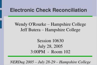 Electronic Check Reconciliation