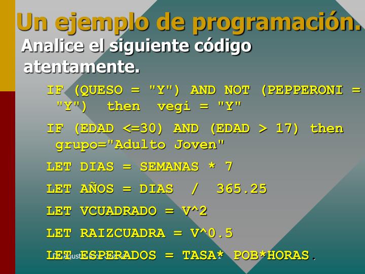 un ejemplo de programaci n