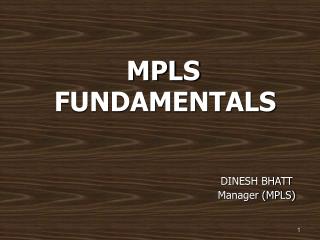 MPLS FUNDAMENTALS DINESH BHATT 			Manager (MPLS)