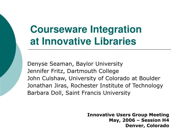 courseware integration at innovative libraries