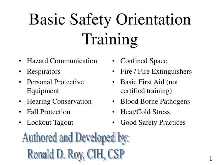 basic safety orientation training