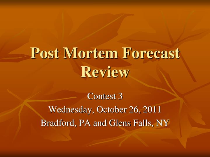 post mortem forecast review