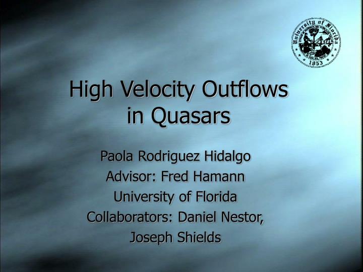 high velocity outflows in quasars