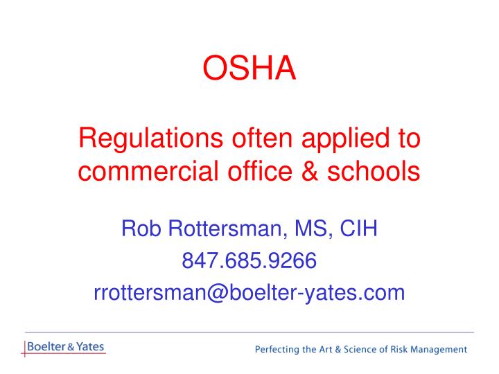 osha regulations often applied to commercial office schools