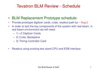Tevatron BLM Review - Schedule