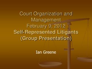 Court Organization and Management February 9, 2012 Self-Represented Litigants (Group Presentation)
