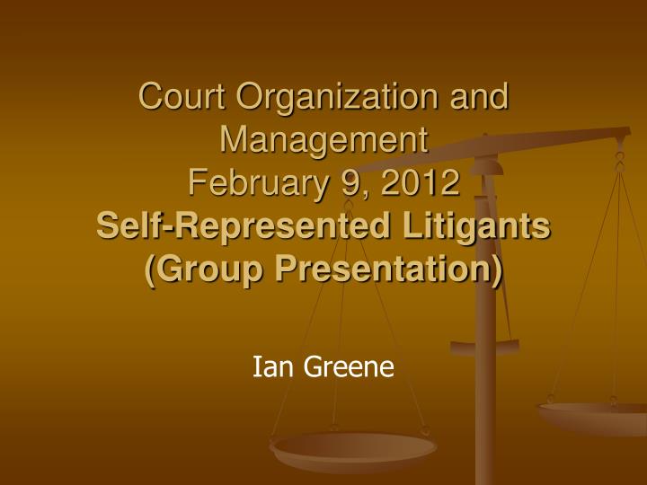 court organization and management february 9 2012 self represented litigants group presentation
