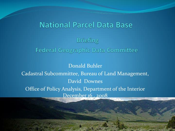 national parcel data base briefing federal geographic data committee
