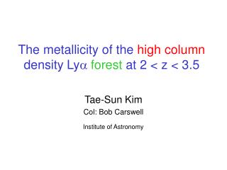 The metallicity of the high column density Ly a forest at 2 &lt; z &lt; 3.5