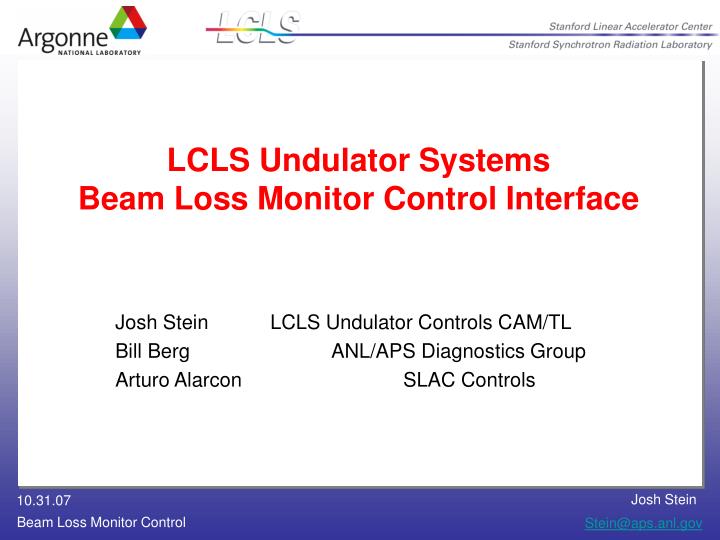 lcls undulator systems beam loss monitor control interface