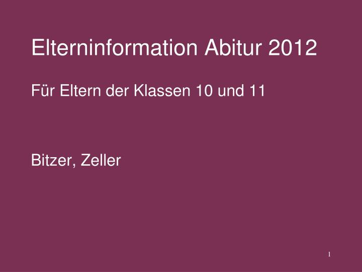 elterninformation abitur 2012