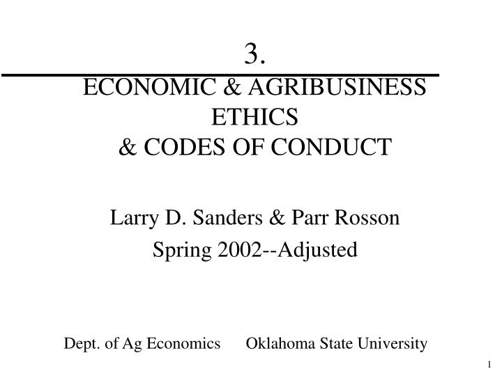 3 economic agribusiness ethics codes of conduct