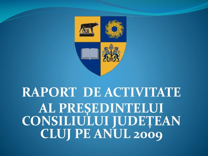raport de activitate al pre edintelui consiliului jude ean cluj pe anul 20 09