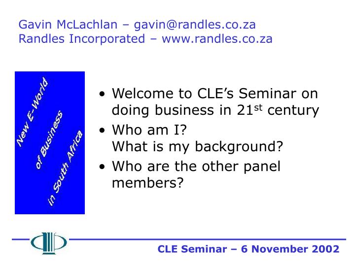 gavin mclachlan gavin@randles co za randles incorporated www randles co za