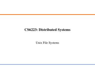 CS6223: Distributed Systems