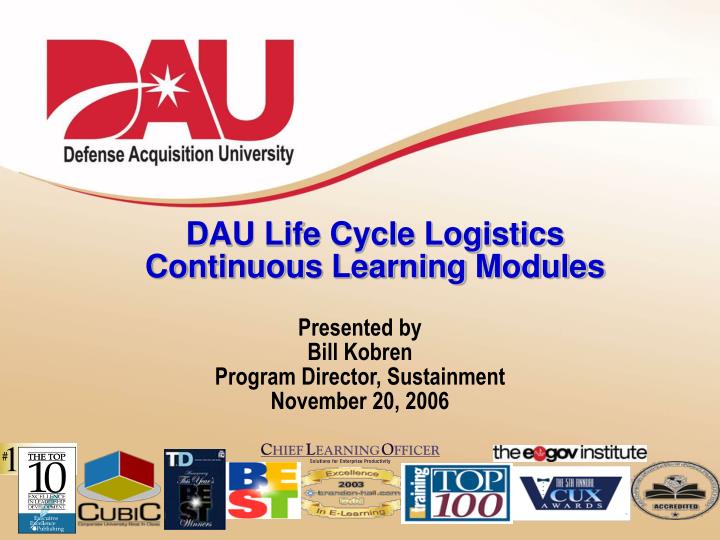 dau life cycle logistics continuous learning modules