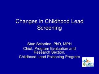 Changes in Childhood Lead Screening