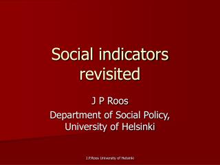 Social indicators revisited